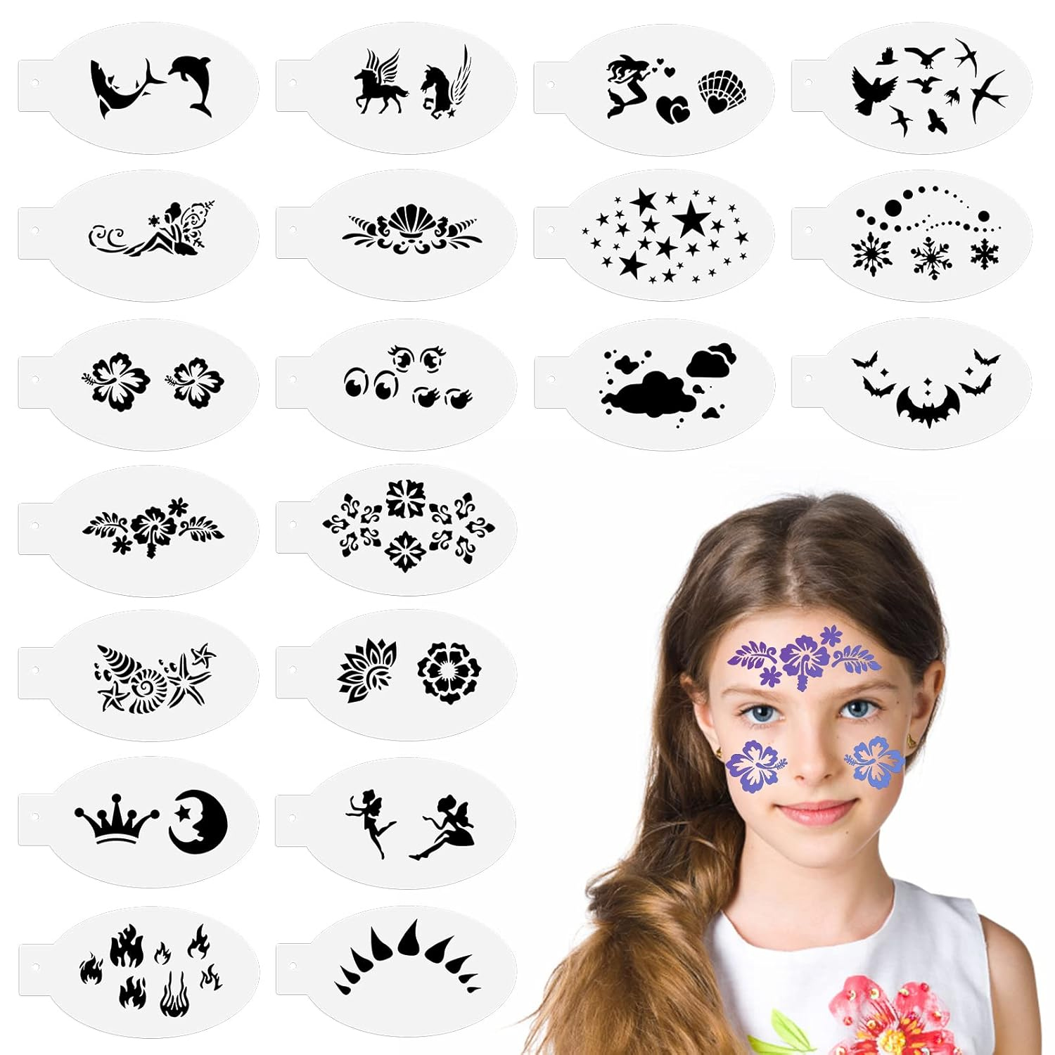 Thinp Reusable Face Painting Stencils - 20 Piece Set For India | Ubuy inside Free Face Painting Stencils Printable
