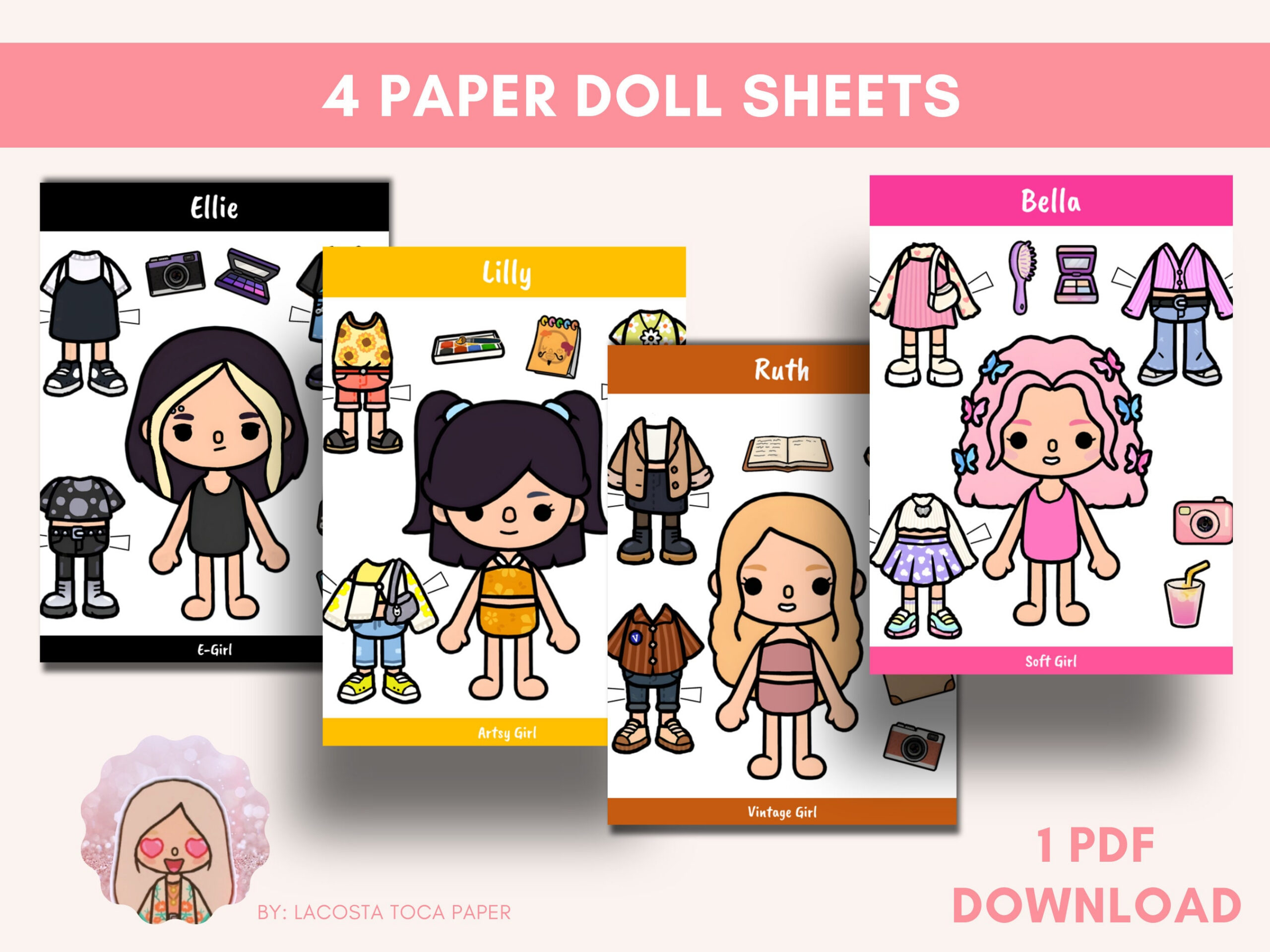 Toca Boca Dress Up Paper Doll Druckbare Vorlage - Etsy.de regarding Printable Toca Boca Paper Doll