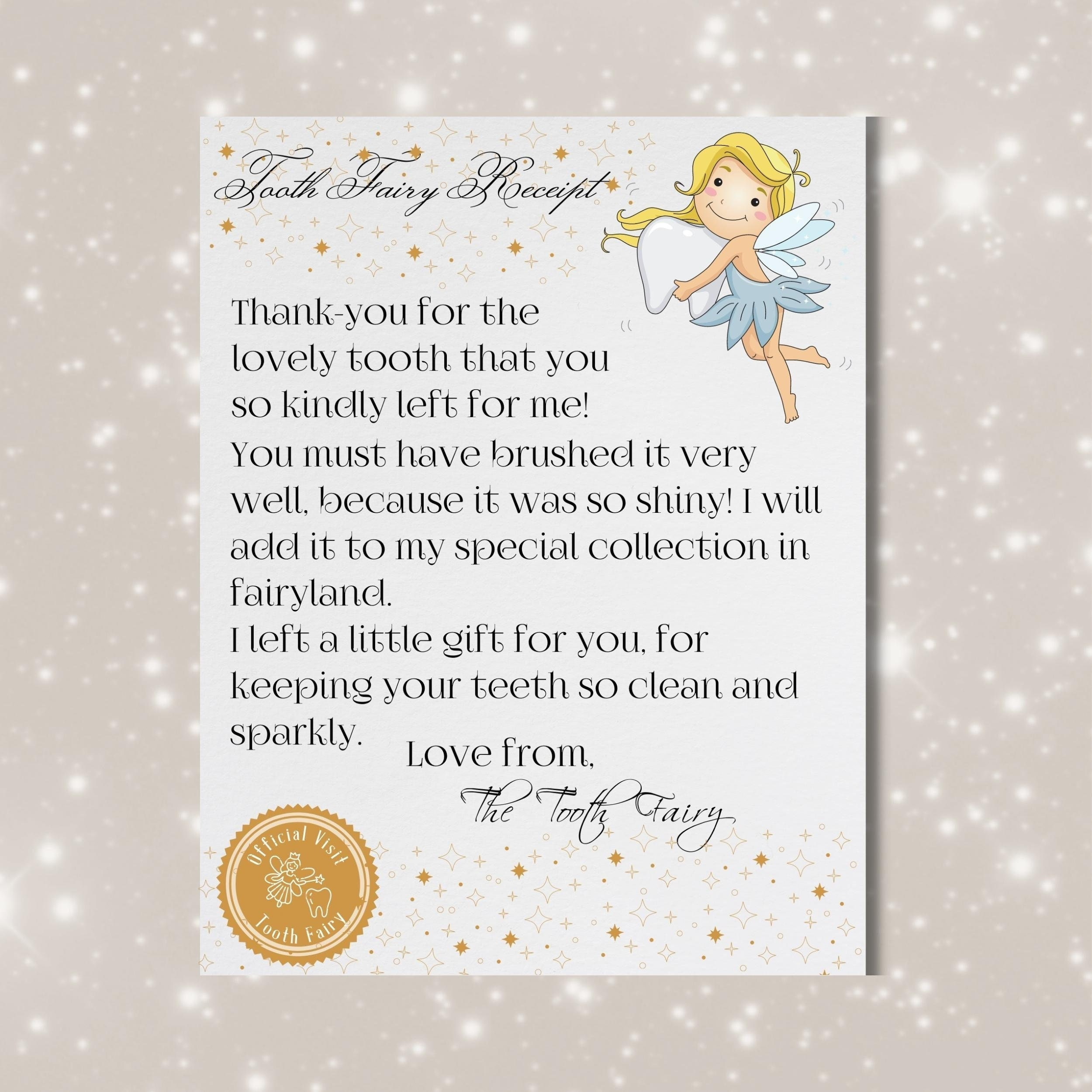 Tooth Fairy Buchstabe, Tooth Fairy Note, Tooth Fairy Printable pertaining to Note From Tooth Fairy Printable