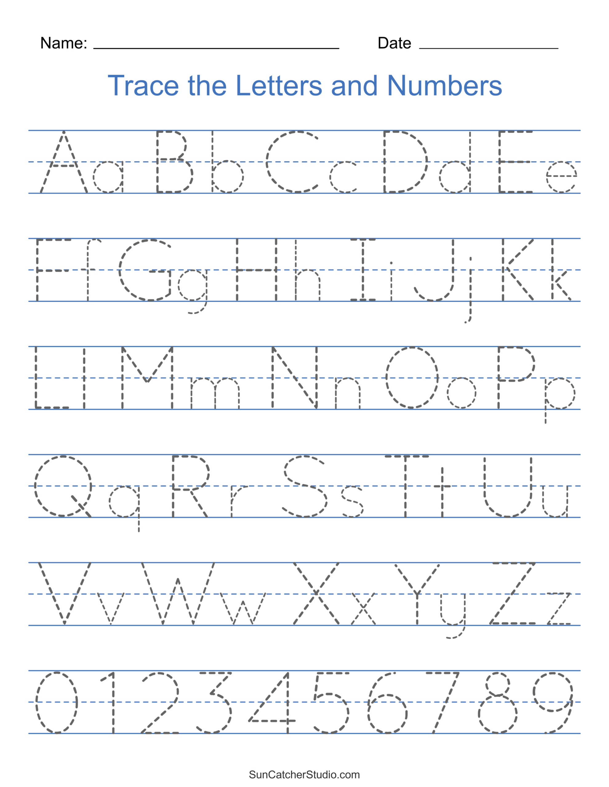 Tracing Alphabet Letters (Printable Handwriting Worksheets) – Free inside Free Printable Letters And Numbers