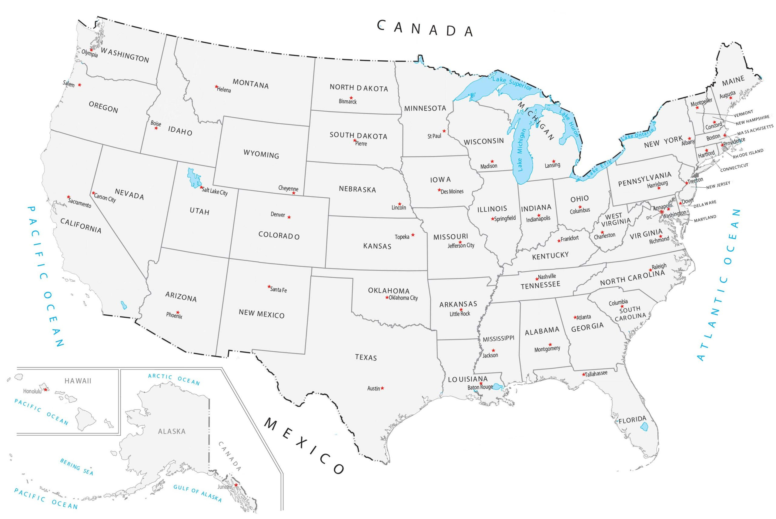 United States Map With Capitals - Gis Geography for Printable Map of United States with Capitals
