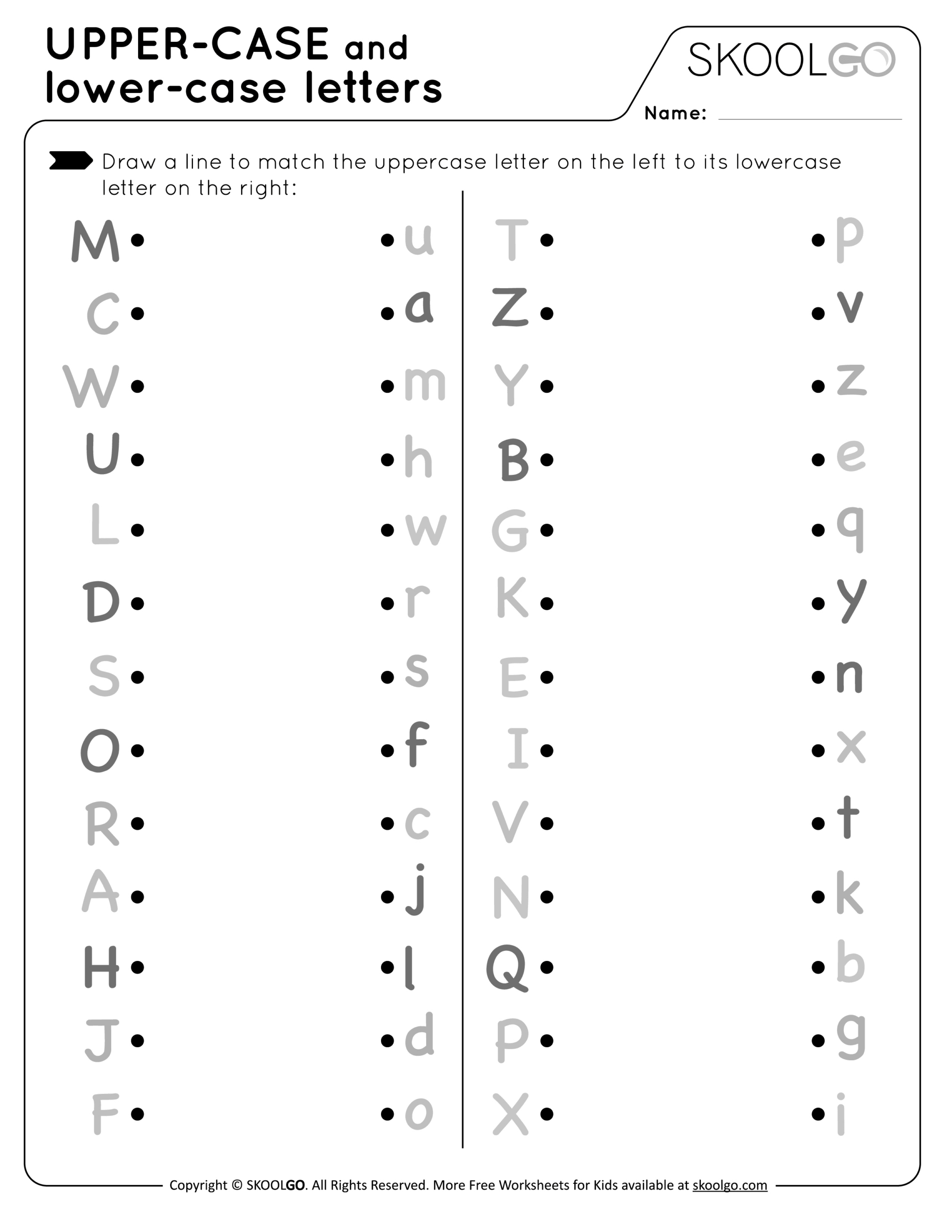 Upper-Case And Lower-Case Letters - Free Worksheet For Kids intended for Uppercase and Lowercase Alphabet Printables