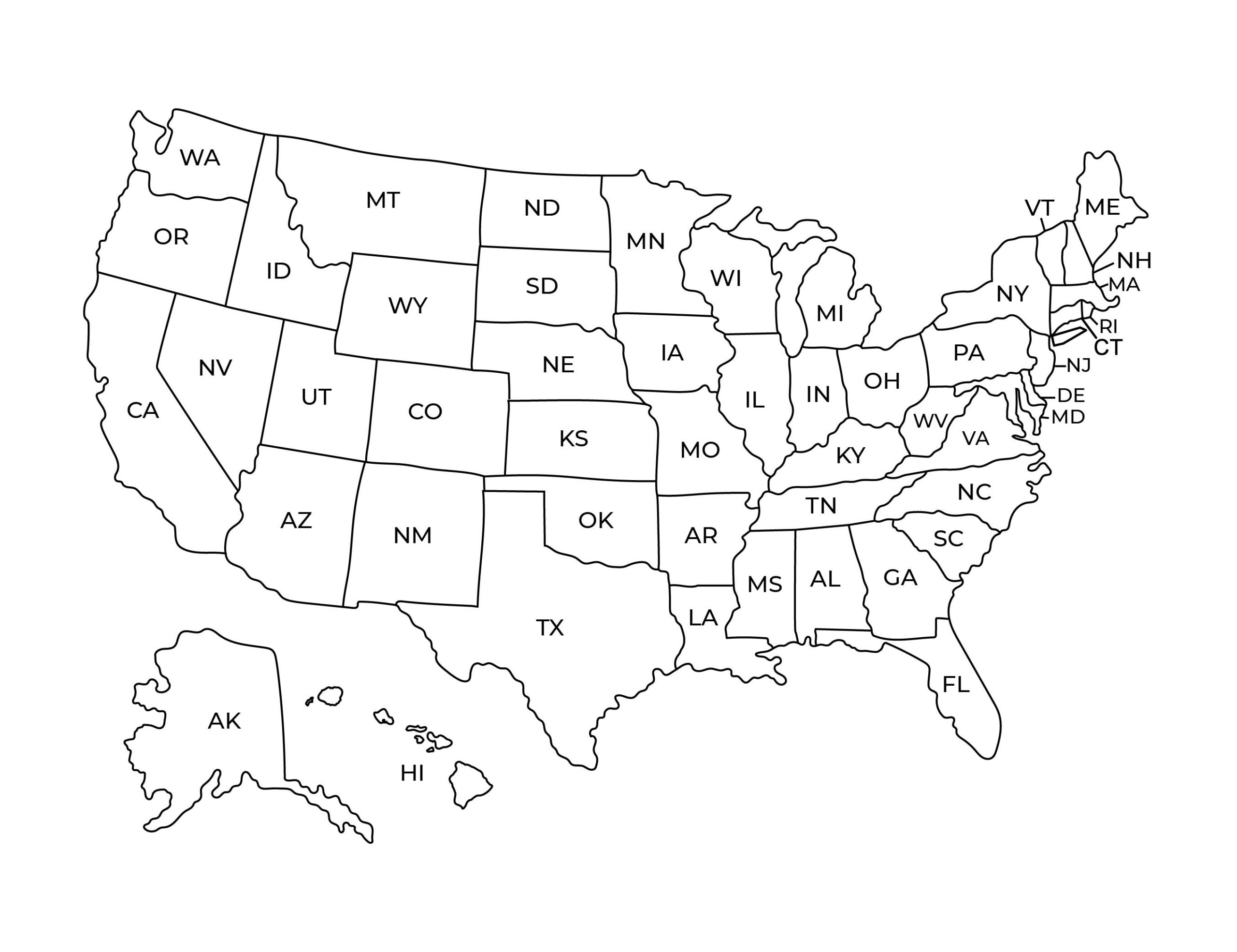 Usa Map Druckbare Karte Der Vereinigten Staaten Von Amerika | 50 pertaining to Printable Map of the Us