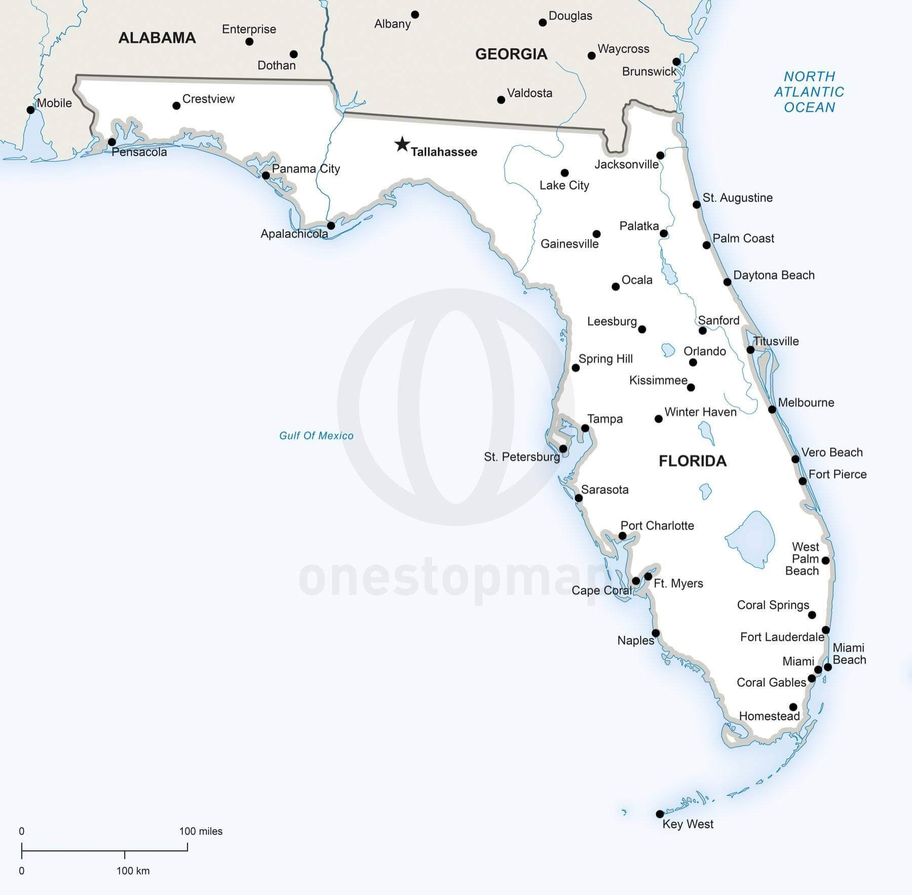 Vector Map Of Florida Political | One Stop Map with Map Of Florida Printable Free