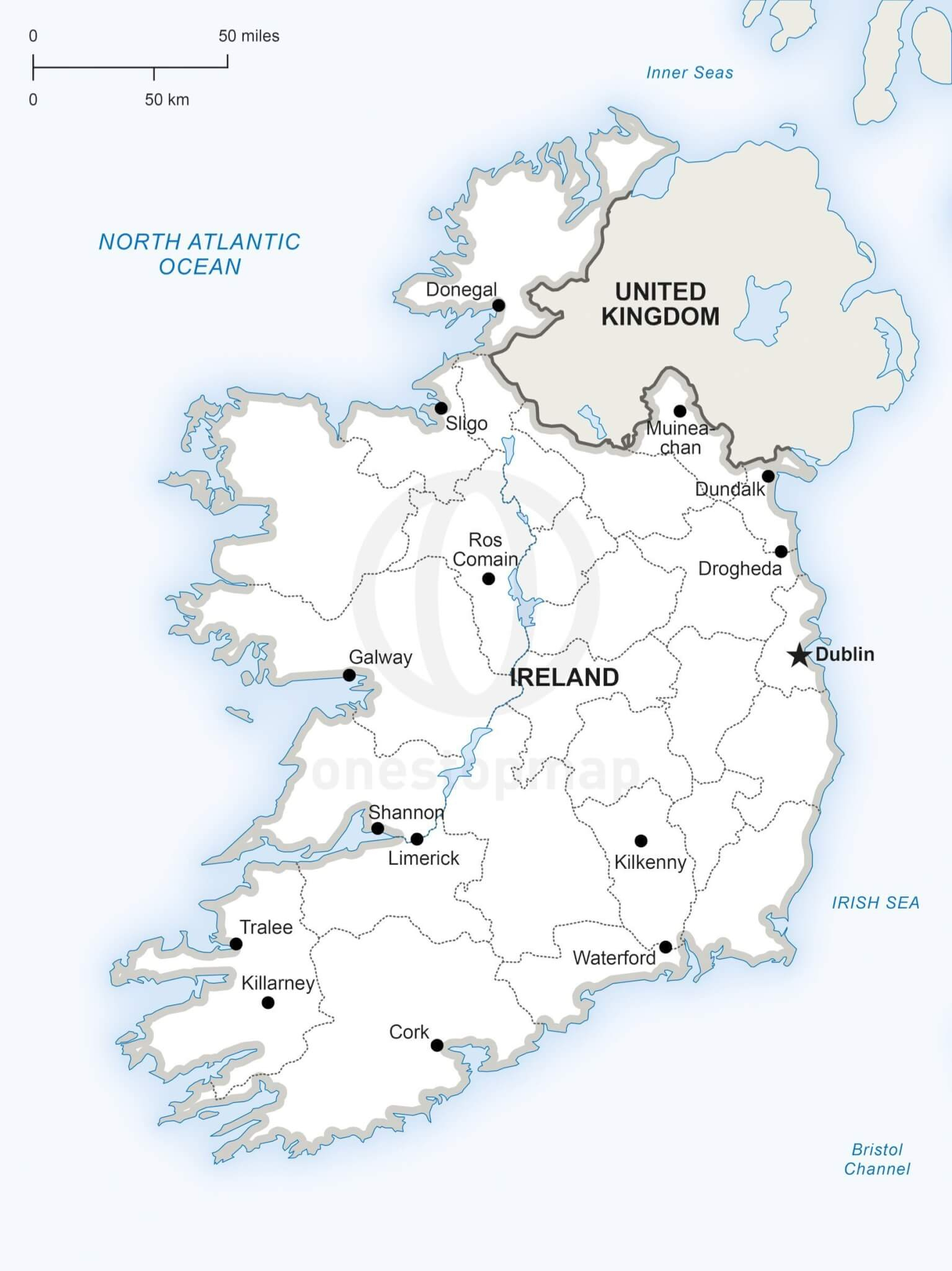 Vector Map Of Ireland Political | One Stop Map regarding Printable Map of Ireland with Cities