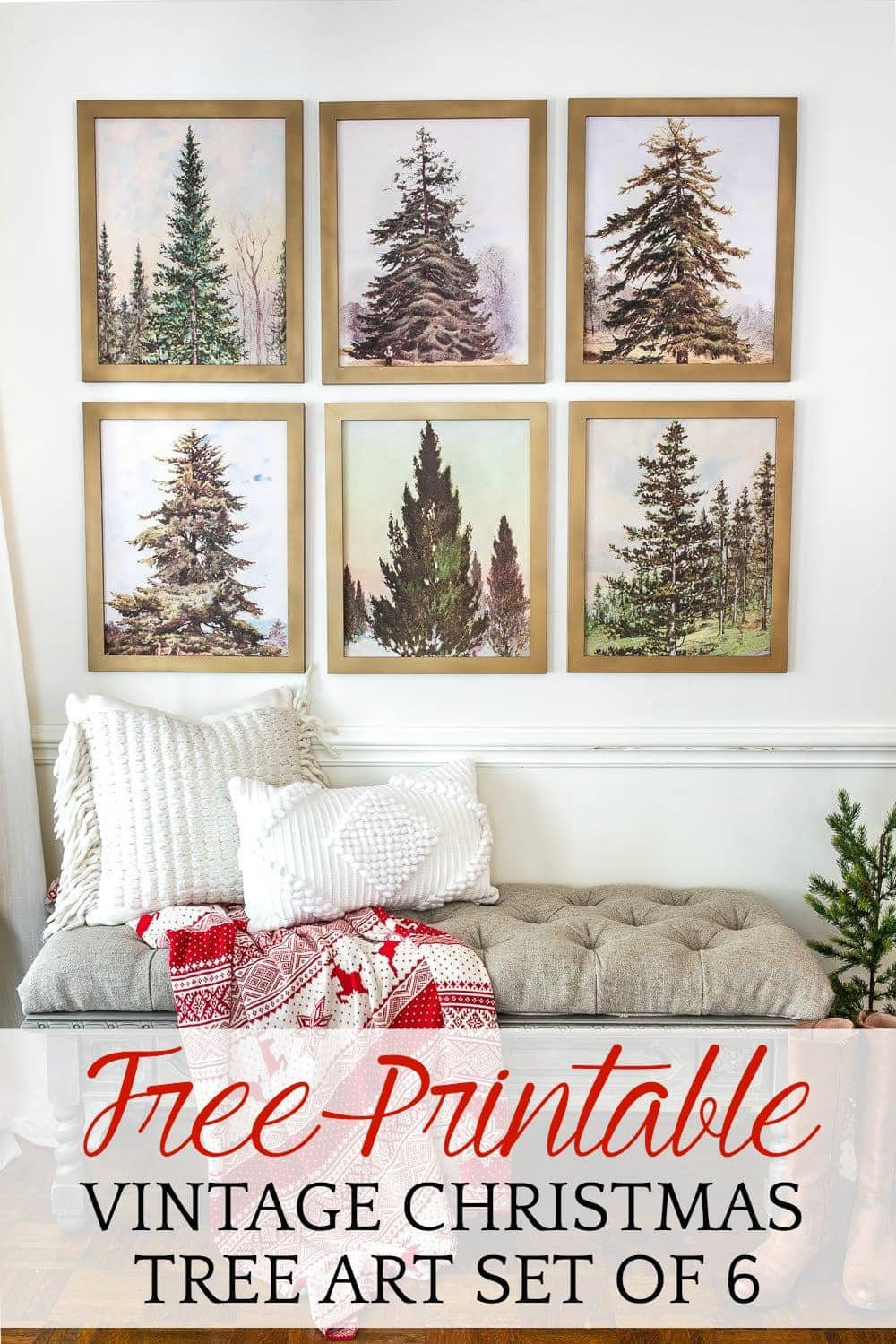 Vintage Christmas Tree Gallery Wall Printable Set - Bless'Er House in Free Printable Vintage Christmas Pictures
