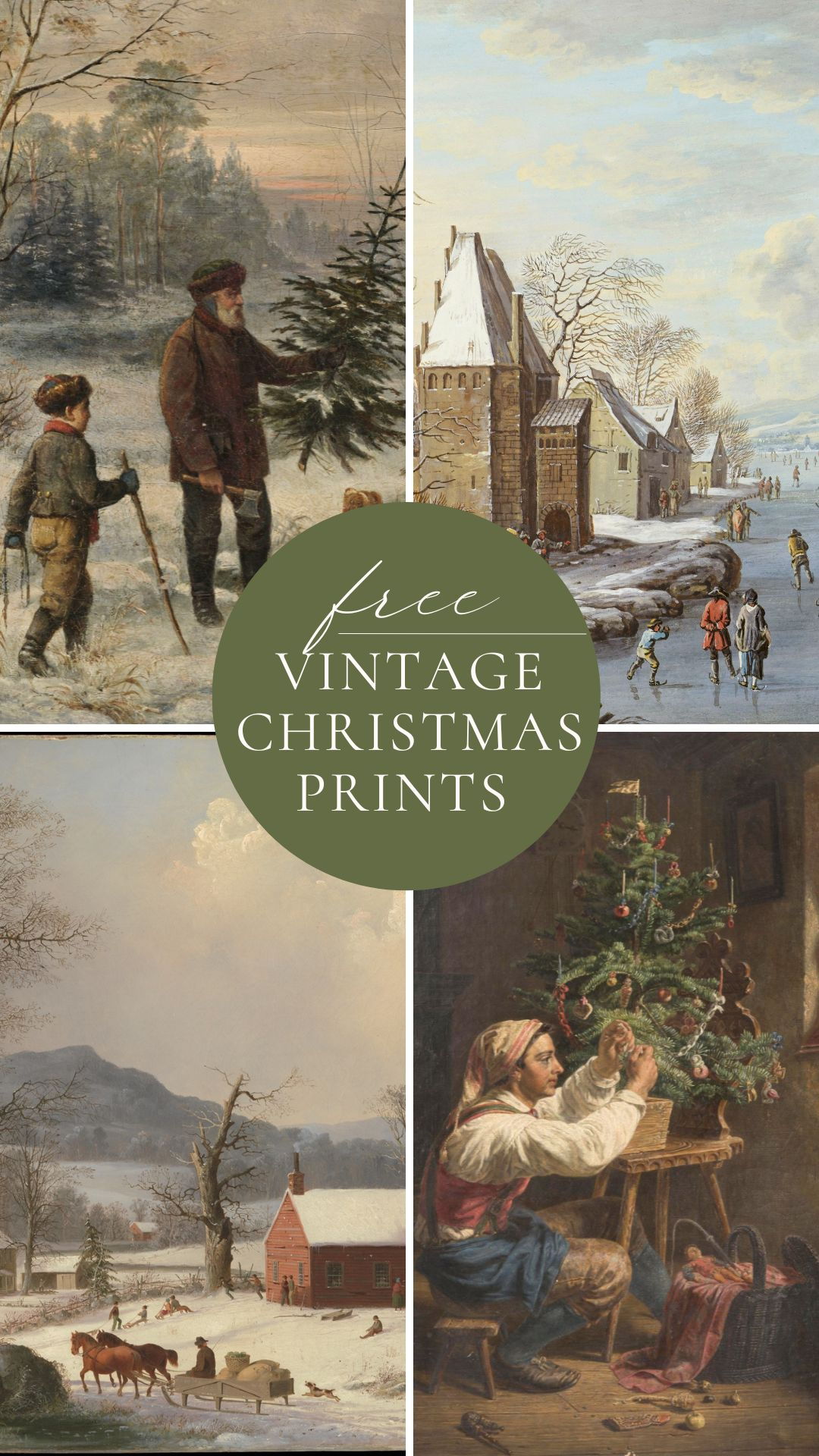 Vintage Winter Village Prints | Amelia Lawrence intended for Free Printable Vintage Christmas Pictures