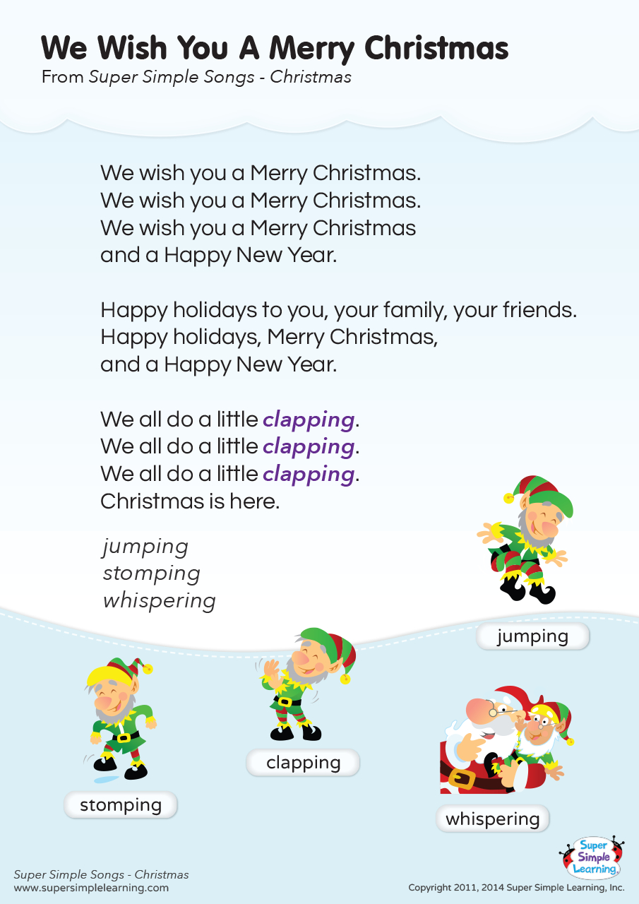 We Wish You A Merry Christmas Lyrics Poster - Super Simple intended for Words to Christmas Songs Printable