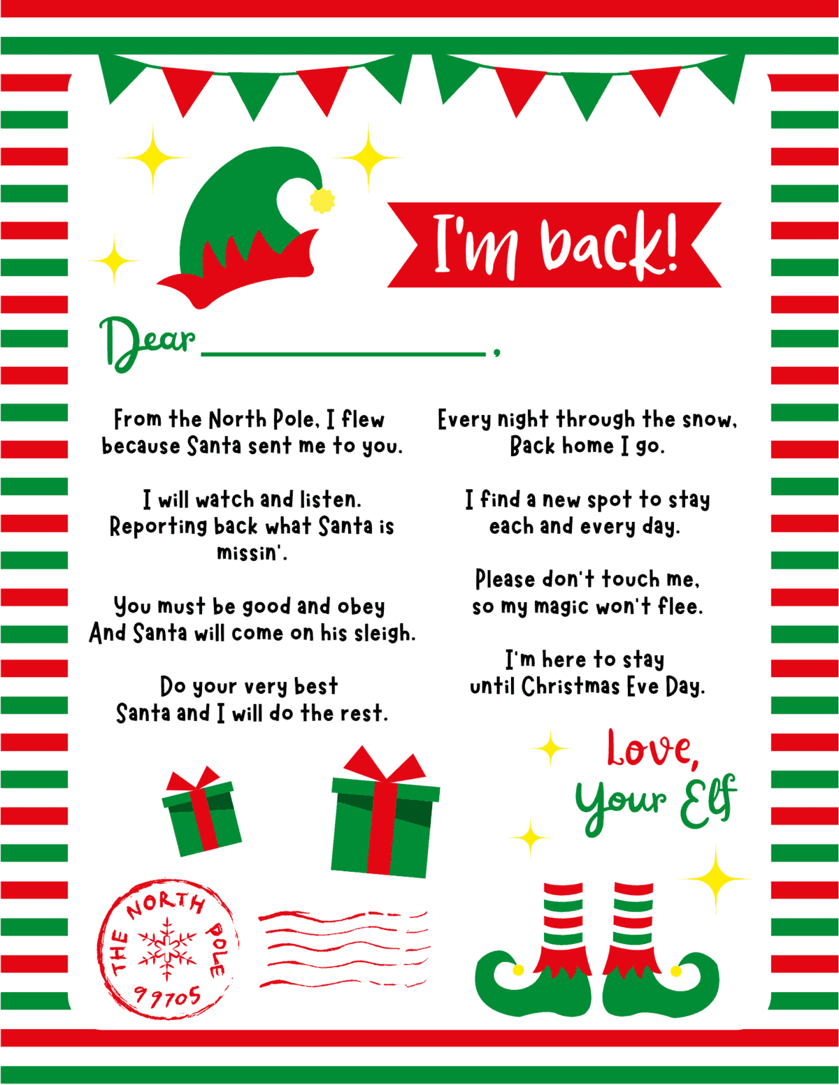 Welcome Back Letter To Kids From Their Christmas Elves, We'Re Back for Welcome Back Elf Letter Free Printable