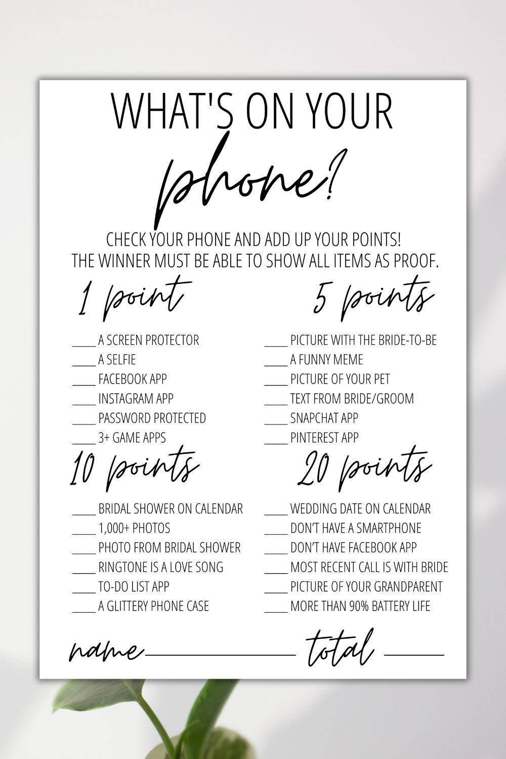 What'S On Your Phone? Bridal Shower Game + Free Printable for What's on Your Phone Game Free Printable