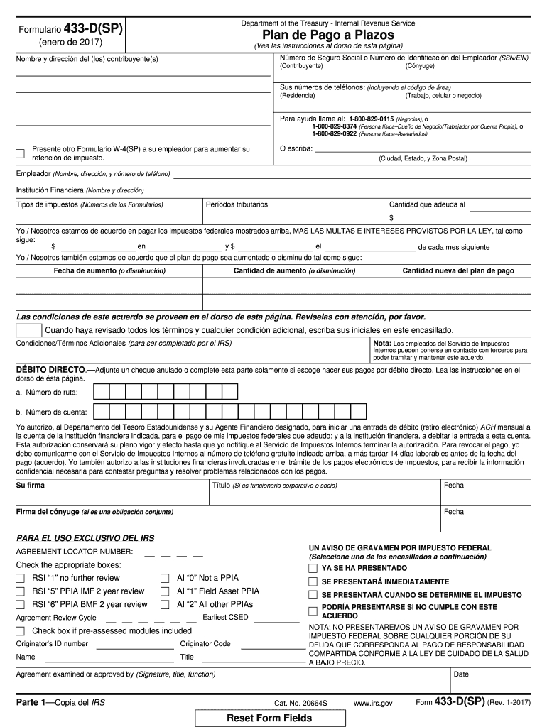Where Do I Fax Irs Form 433 D: Fill Out & Sign Online | Dochub for Irs Form 433 D Printable