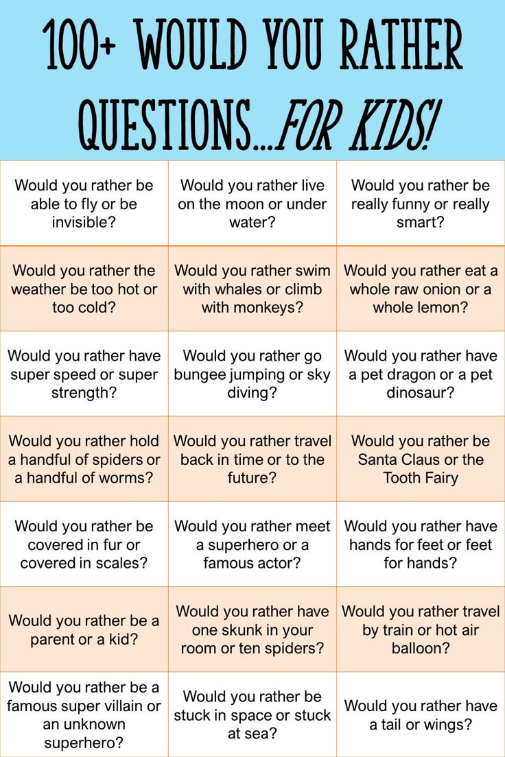 Would You Rather Questions For Kids (Printable Game!) inside Would You Rather Printable Questions