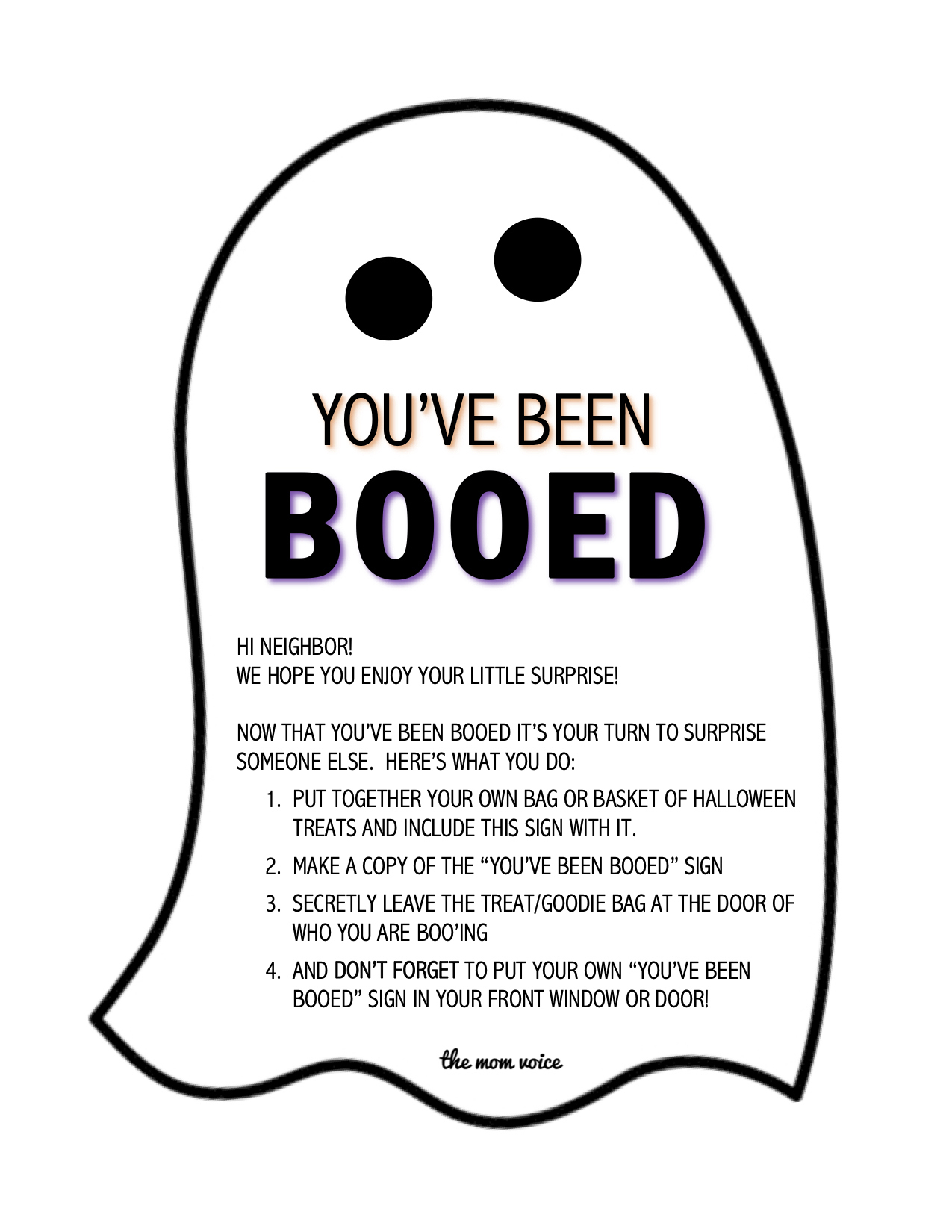 You'Ve Been Booed Free Download | The Mom Voice for You'Ve Been Booed Free Printable Black And White